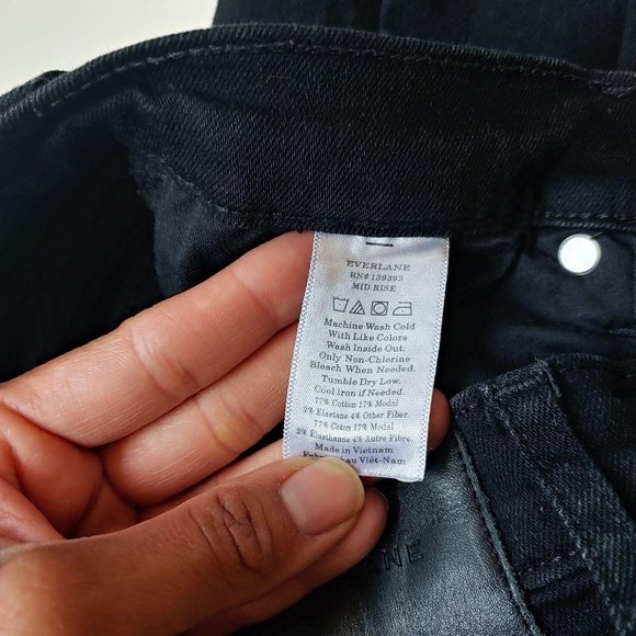 Everlane Mid-Rise Slim Skinny Ankle Black Jeans Size 26 Stretch Sustainable - Picture 7 of 7